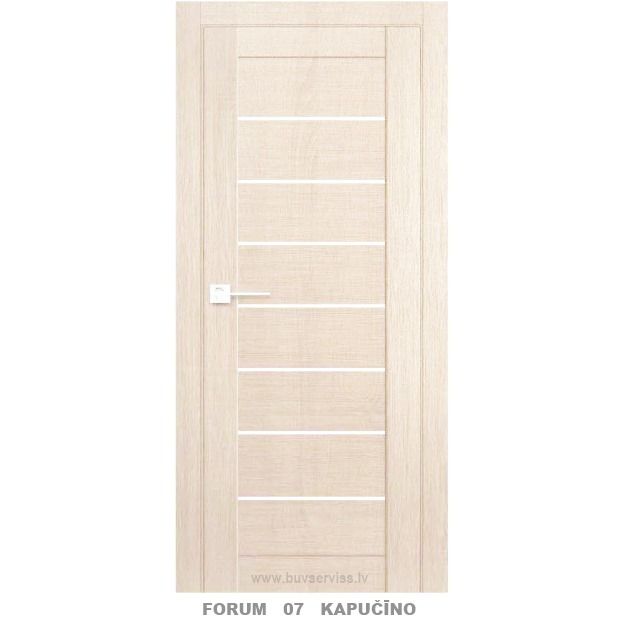 FORUM 07 Ekofinierētas durvis 60x200x3.4 cm (ar kārbu 65x203) ar stiklu(Kapučīno)